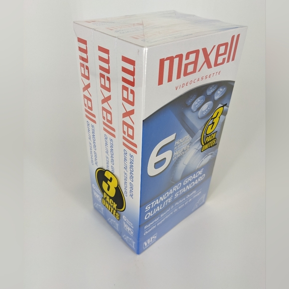 SEALED Maxell 3-pack of VHS tapes - Picture 1 of 5